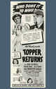 Topper Returns Movie Poster Print showcasing classic film artwork.