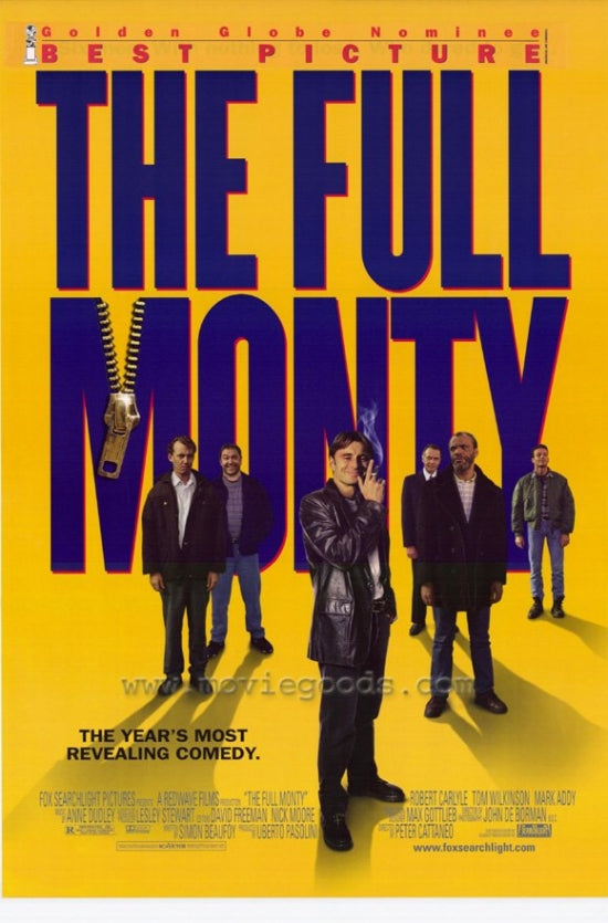 The Full Monty Movie Poster Print featuring iconic characters and vibrant colors.