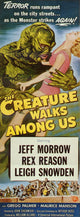 The Creature Walks Among Us Movie Poster Print featuring iconic creature design.
