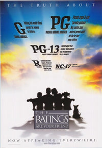 Film Ratings Movie Poster Print showcasing iconic film symbols and ratings.