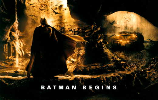 Batman Begins Movie Poster Print featuring iconic superhero art