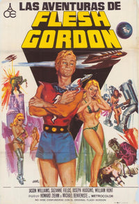 Flesh Gordon Movie Poster Print featuring vibrant colors and whimsical design.