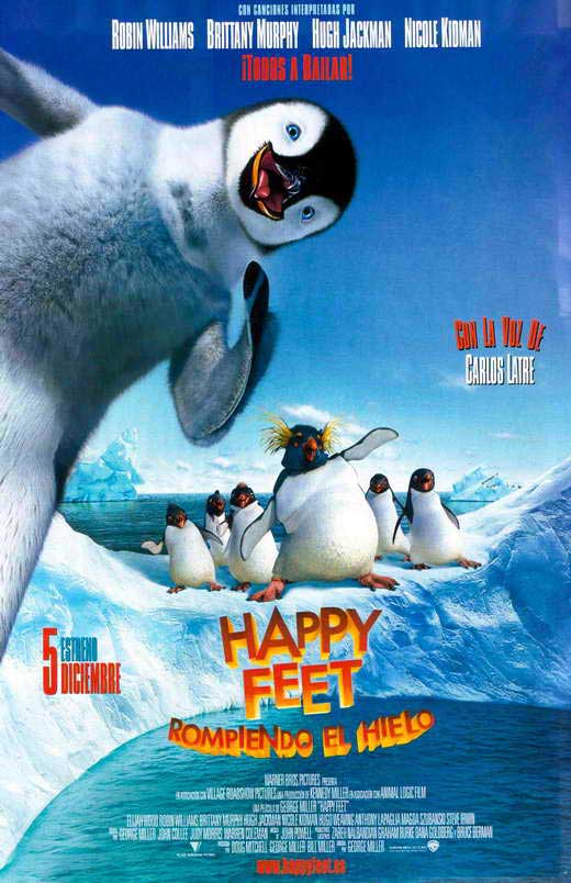 Happy Feet Movie Poster Print featuring vibrant animated penguins