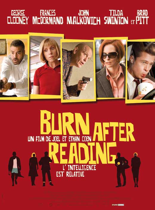Burn After Reading Movie Poster Print featuring vibrant design