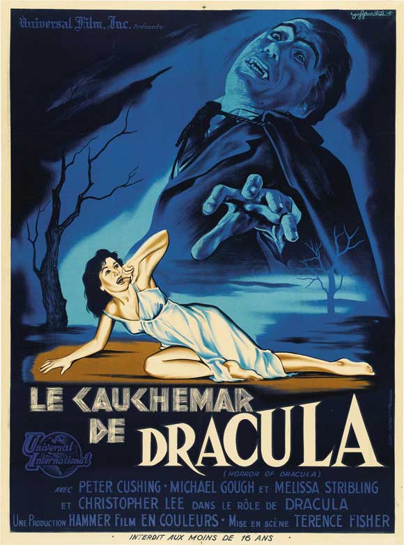 Horror of Dracula Movie Poster Print featuring classic horror elements.