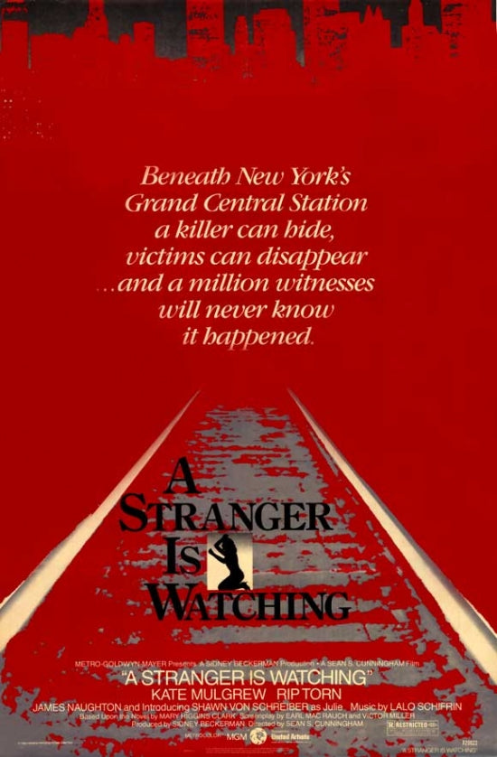 A Stranger Is Watching Movie Poster Print featuring suspense thriller artwork.