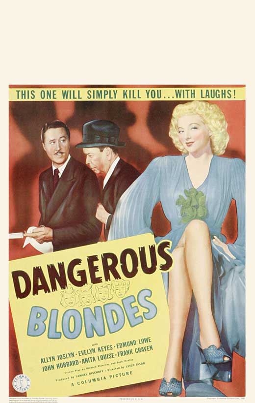 Dangerous Blondes Movie Poster Print featuring classic film artwork.