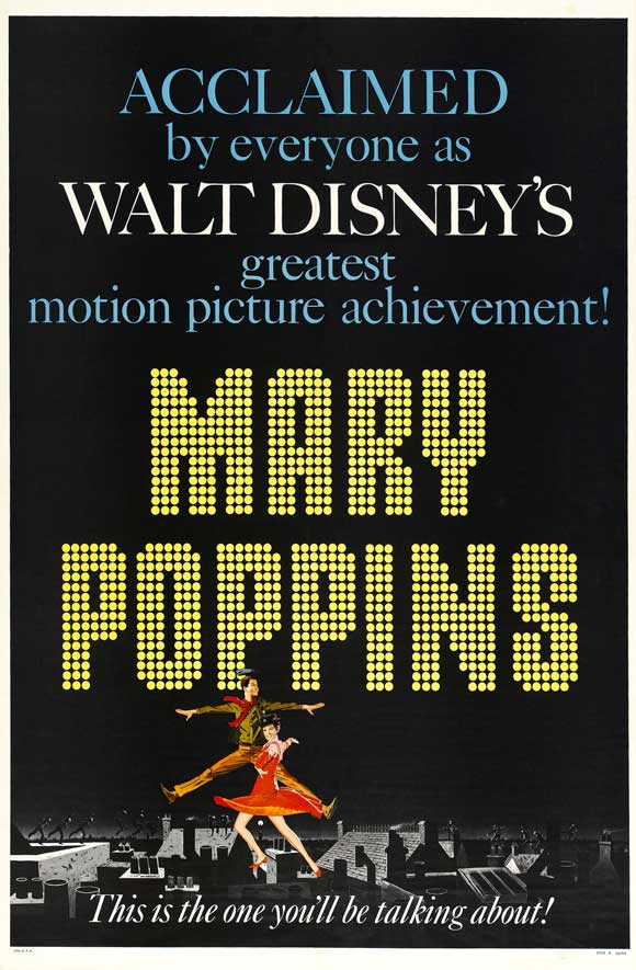 Mary Poppins Movie Poster Print featuring iconic Disney characters.