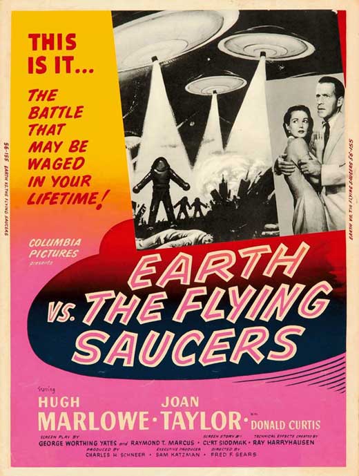 Earth vs. the Flying Saucers Movie Poster Print showcasing vintage sci-fi artwork.