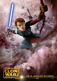 Star Wars: The Clone Wars Movie Poster Print, vibrant design featuring iconic characters.