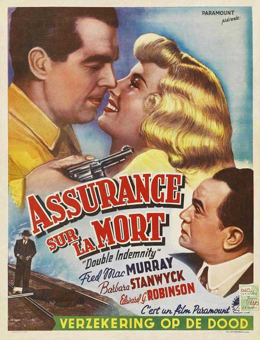 Double Indemnity Movie Poster Print showcasing vintage film noir artistry