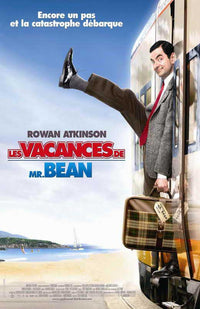 Mr. Bean's Holiday Movie Poster Print featuring vibrant colors and iconic moments.
