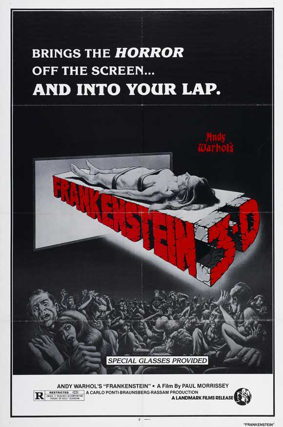 Flesh for Frankenstein Movie Poster Print showcasing horror film art.