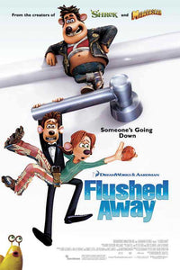 Flushed Away Movie Poster Print featuring vibrant animation characters.