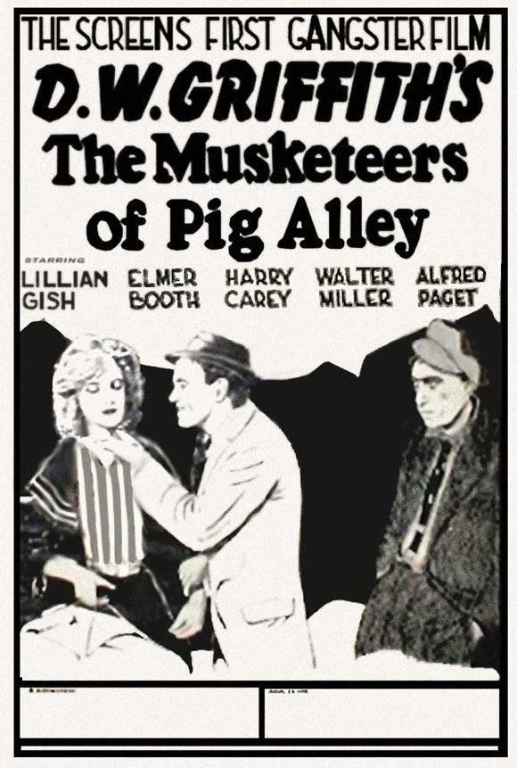 The Musketeers of Pig Alley Movie Poster Print showcasing early cinema charm.