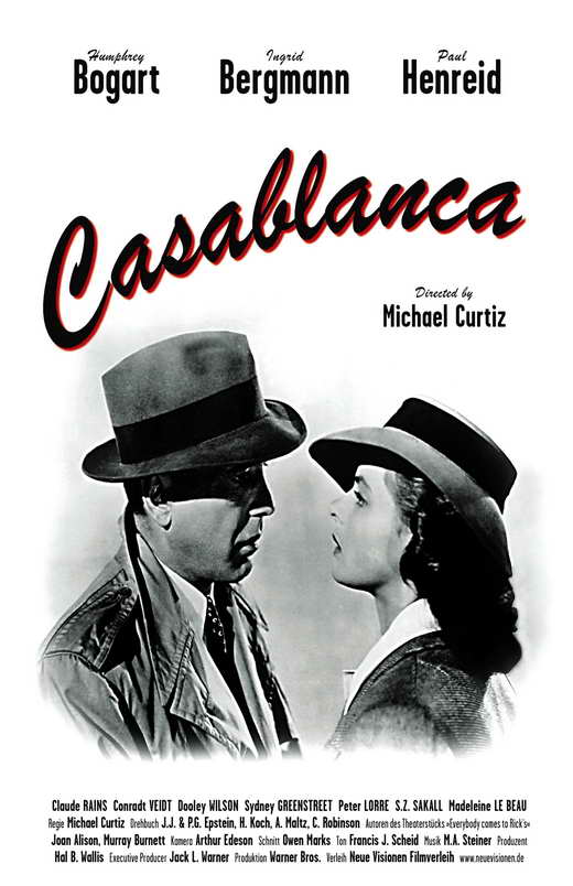 Casablanca Movie Poster Print showcasing classic film art.