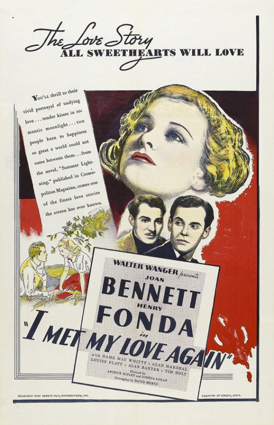 I Met My Love Again Movie Poster Print featuring romantic design.