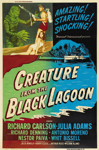 Creature from the Black Lagoon Movie Poster Print featuring the classic horror creature.
