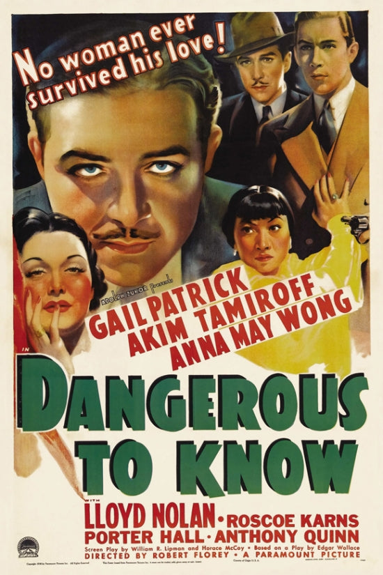 Dangerous to Know Movie Poster Print showcasing cinematic suspense and intrigue.