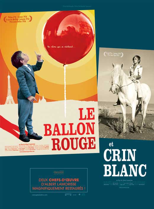 The Red Balloon Movie Poster Print featuring a boy and a red balloon in Paris.