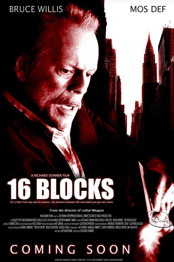 16 Blocks Movie Poster Print showcasing a vibrant cinematic scene.