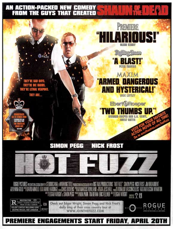 Hot Fuzz Movie Poster Print featuring dynamic design and vibrant colors.