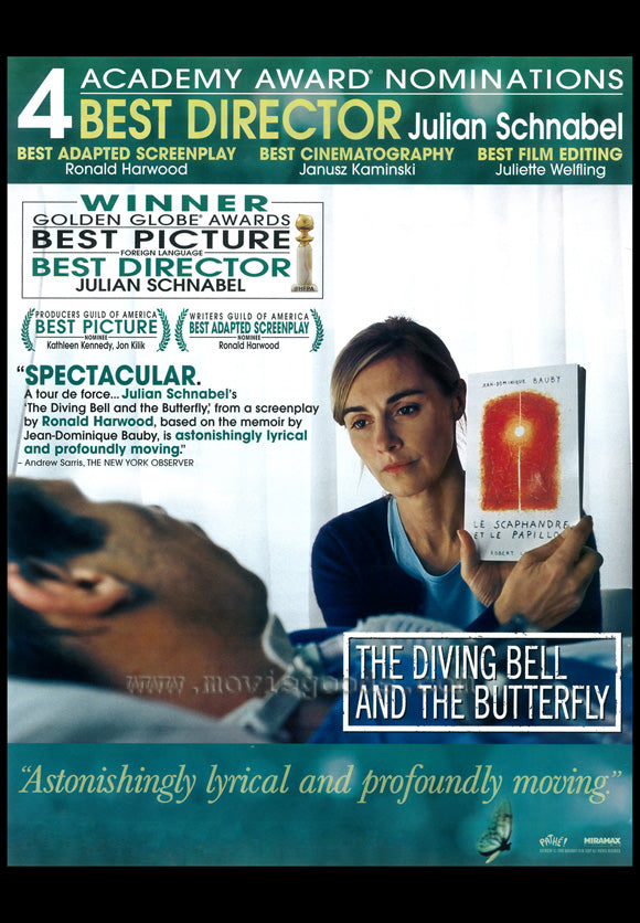 Diving Bell and the Butterfly Movie Poster Print showcasing the film's unique story.