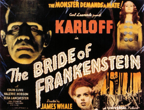 The Bride of Frankenstein Movie Poster Print showcasing a classic horror character.