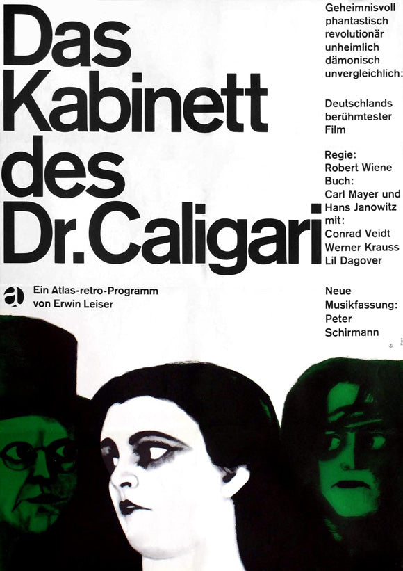 The Cabinet of Dr. Caligari Movie Poster Print showcasing iconic cinematic art.