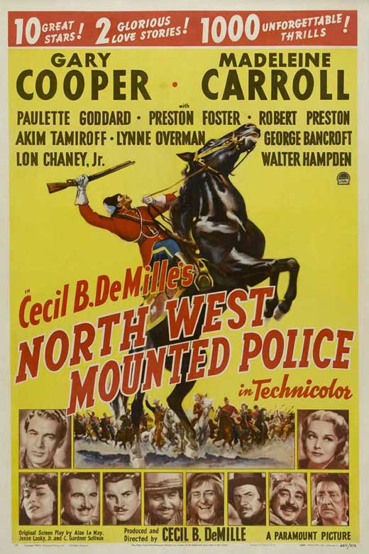 North West Mounted Police Movie Poster Print showcasing historical significance.
