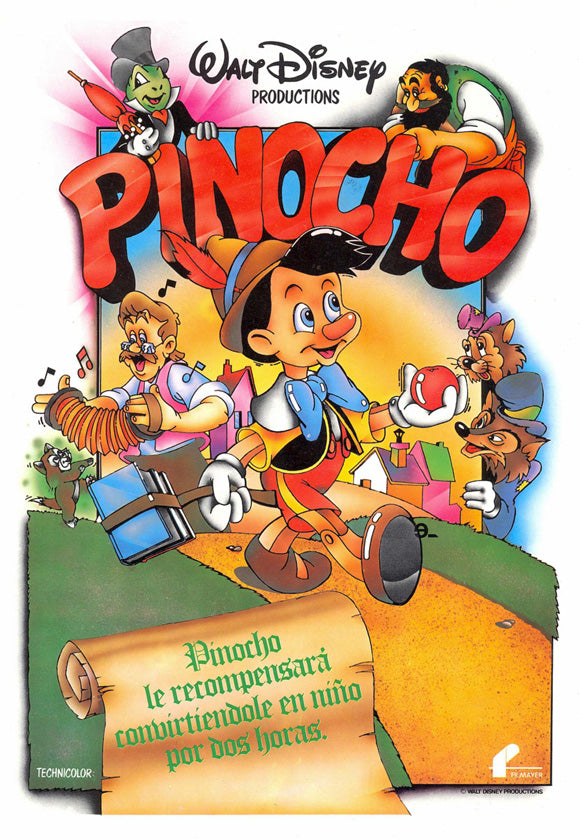 Pinocchio Movie Poster Print featuring the beloved Disney character.