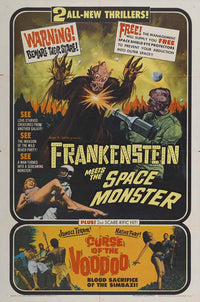 Frankenstein Meets the Space Monster Movie Poster Print showcasing classic horror art.
