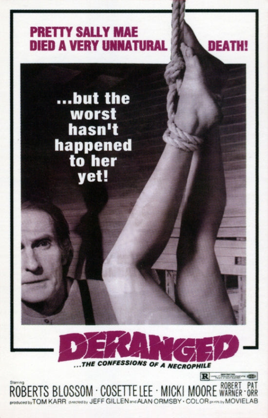 Deranged Movie Poster Print showcasing classic horror art.