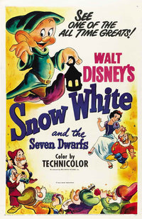 Snow White and the Seven Dwarfs Movie Poster Print featuring Disney characters.