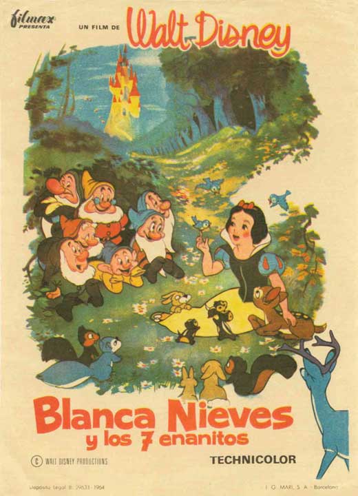 Snow White and the Seven Dwarfs Movie Poster Print featuring Snow White and her dwarfs.