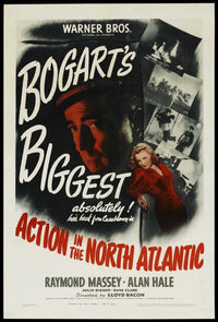 Action in the North Atlantic Movie Poster Print featuring naval warfare imagery.
