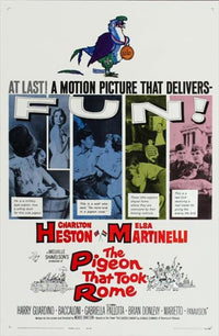The Pigeon That Took Rome movie poster print featuring vibrant artwork.