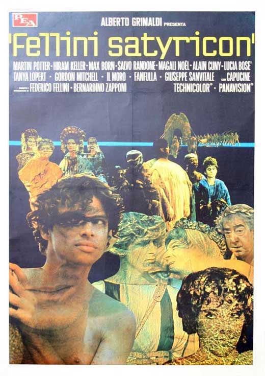 Satyricon Movie Poster Print featuring vibrant colors and classic film art.