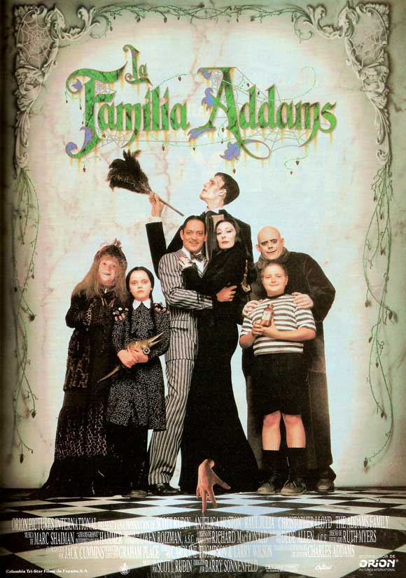 The Addams Family movie poster print featuring iconic characters.