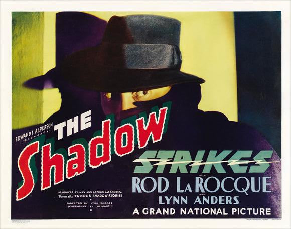 The Shadow Strikes Movie Poster Print showcasing classic cinematic style.