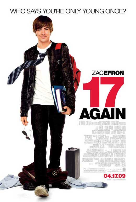 17 Again Movie Poster Print featuring vibrant colors and nostalgic design.