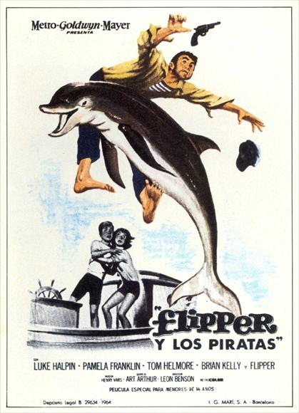 Flipper's New Adventure Movie Poster Print showcasing aquatic adventure.