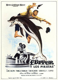 Flipper's New Adventure Movie Poster Print showcasing aquatic adventure.