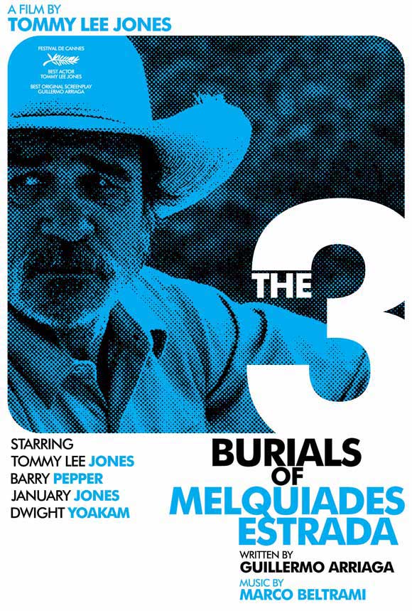 The Three Burials of Melquiades Estrada Movie Poster Print featuring vibrant artwork.