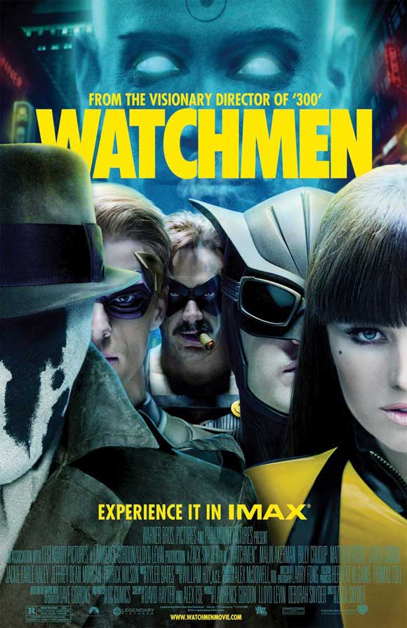Watchmen Movie Poster Print featuring iconic characters and vibrant colors.