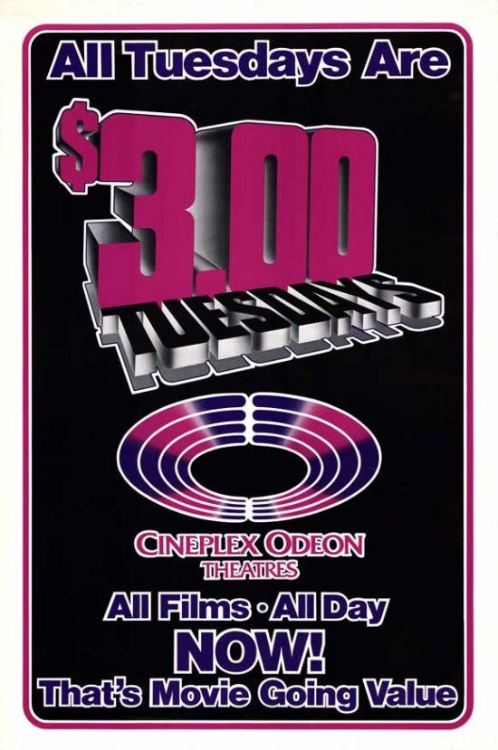 Cineplex Odeon Tuesdays Movie Poster Print featuring vibrant artwork.