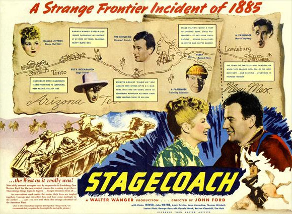 Stagecoach Movie Poster Print showcasing classic Western film art.