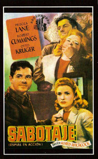 Saboteur Movie Poster Print showcasing classic cinema art.