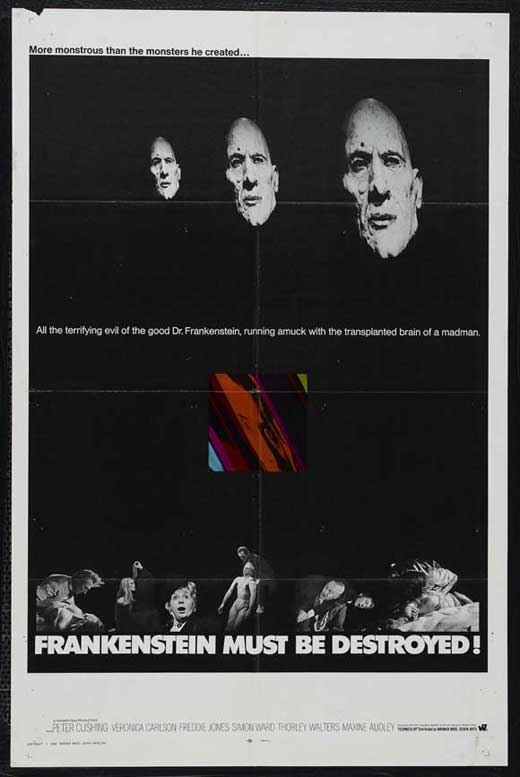 Frankenstein Must Be Destroyed Movie Poster Print showcasing iconic horror imagery.