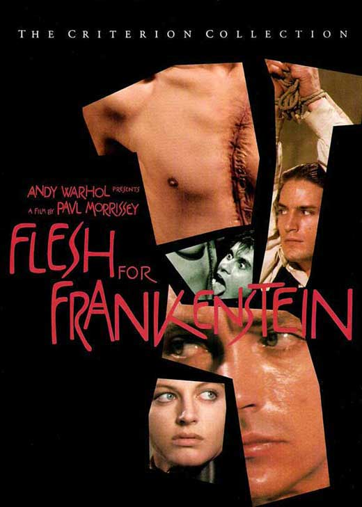 Flesh for Frankenstein Movie Poster Print showcasing horror film imagery.